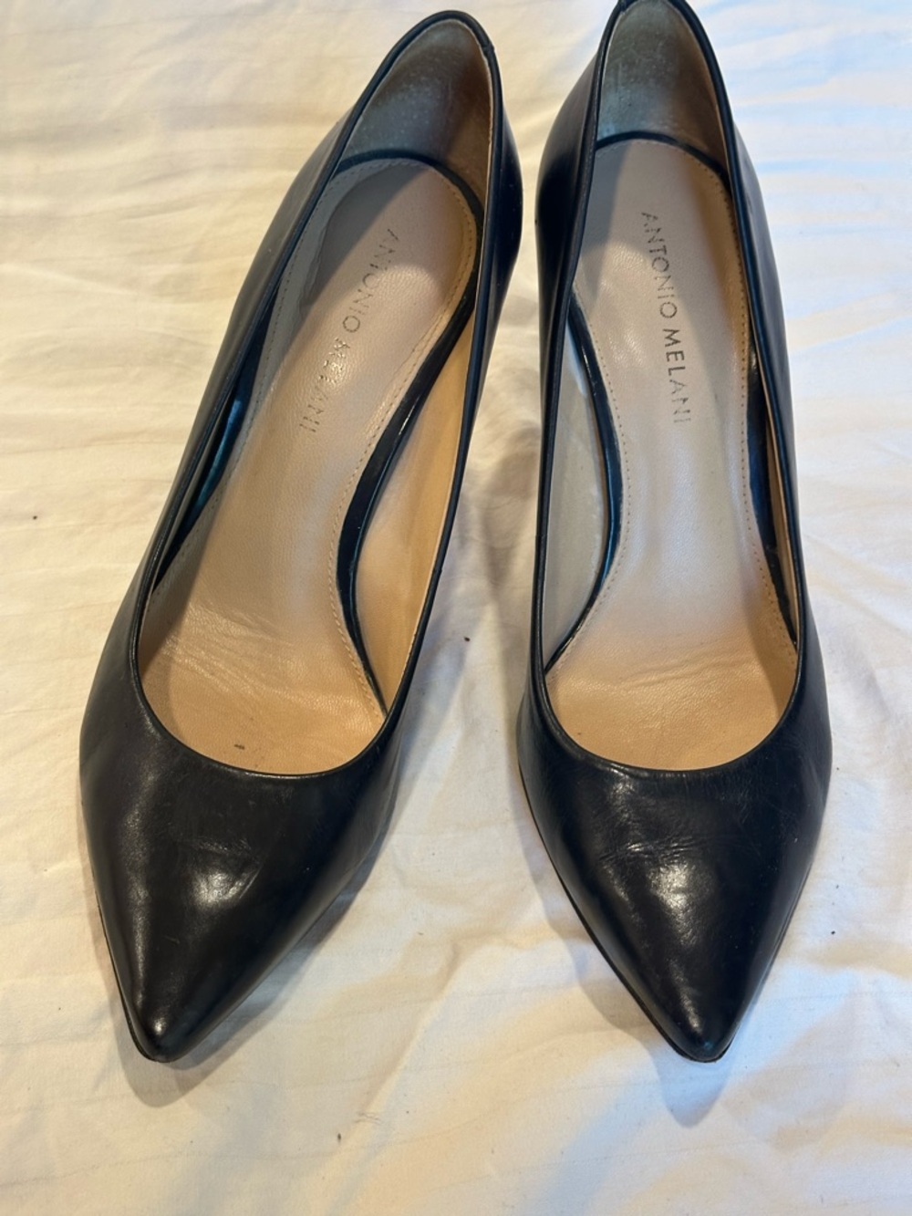 Antonio Melani Navy Blue Pointed Toe Leather Pumps